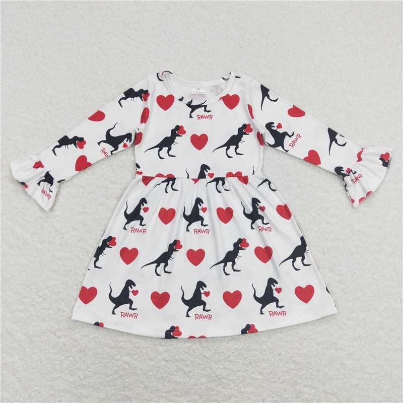 6 A23-1  Baby Girls Valentines Dinosaurs Sibling Designs Clothing Sets