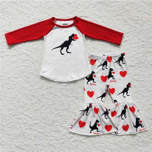 6 A16-12 Rawr dinosaur heart print girls valentine's day clothing