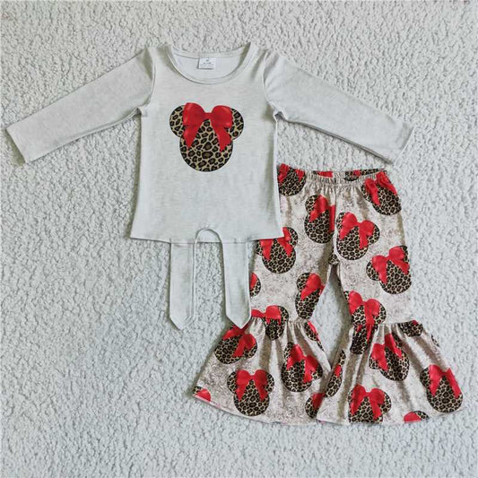 6 A22-2Screen print mouse bell bottom pants toddler girl clothing