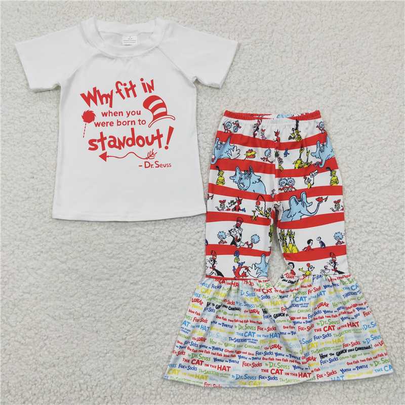 C1-9 Dr Seuss white short-sleeved top set