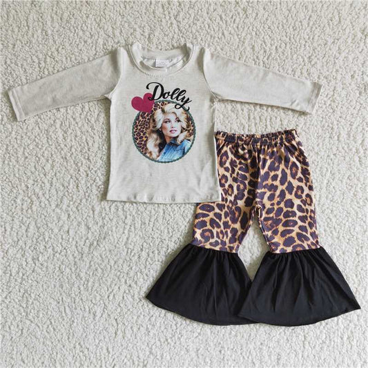 6 A28-5Screen print shirt leopard pants singer children boutique clothes