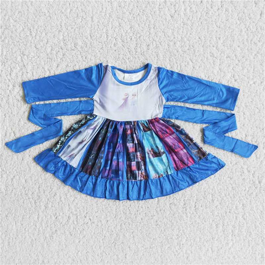 6 A26-2  Baby Girls Long Sleeve Sister Belt Twirl Dresses