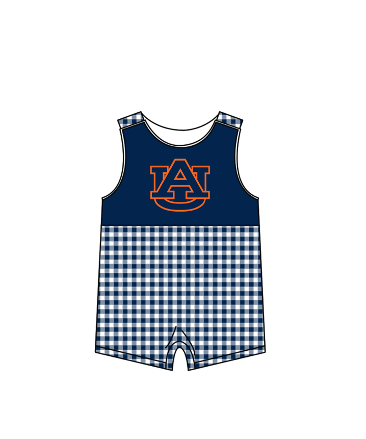 CUSTOM MOQ 5 Sibling Boys Baby Girls Dark Blue Top Shorts Clothes Set Knee Length Dress Rompers