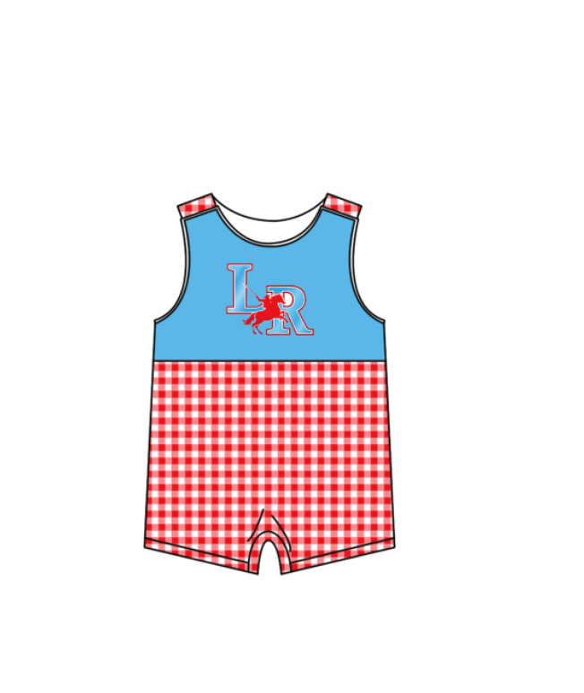 CUSTOM MOQ 5 Sibling Boys Baby Girls Red LR Top Shorts Clothes Set Knee Length Dress Rompers