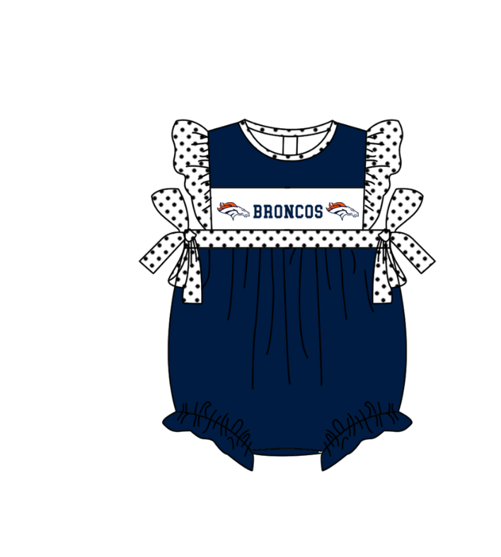 CUSTOM MOQ 5 Sibling Baby Kids Blue Polka Dots Top Shorts Clothes Set Knee Length Dress Rompers