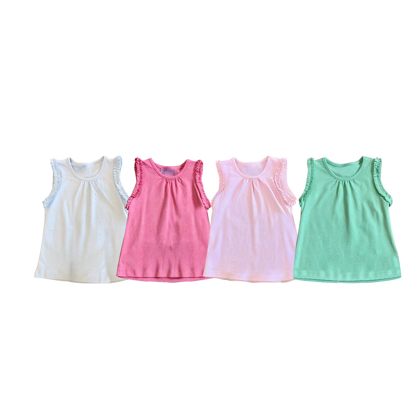 5.9 Pre order No Moq  Baby Girls Solid Plain Sleeveless Summer Casual Top