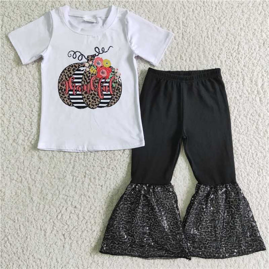 C4-14 Pumpkin black sequin pants sets