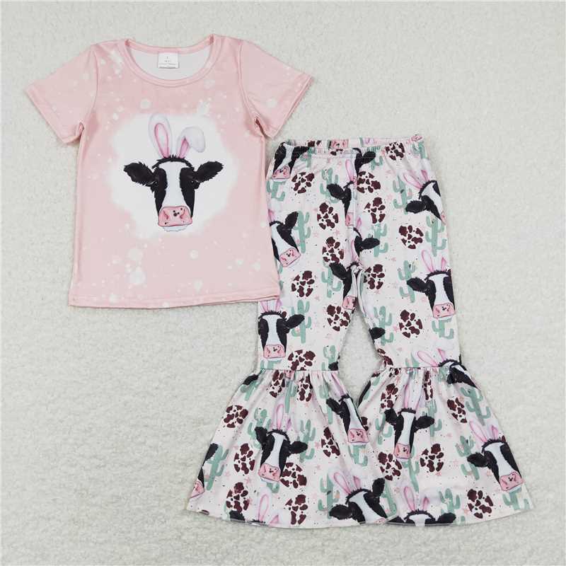 GSPO1152 Cactus rabbit ears cow pink short-sleeved trousers suit