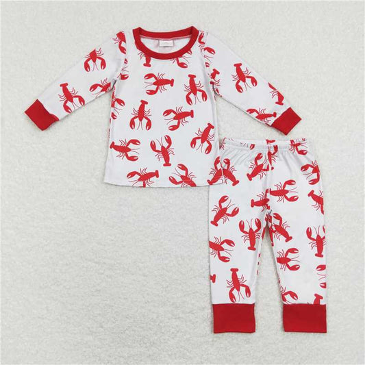 BLP0441Red long sleeves crawfish baby kids pajamas