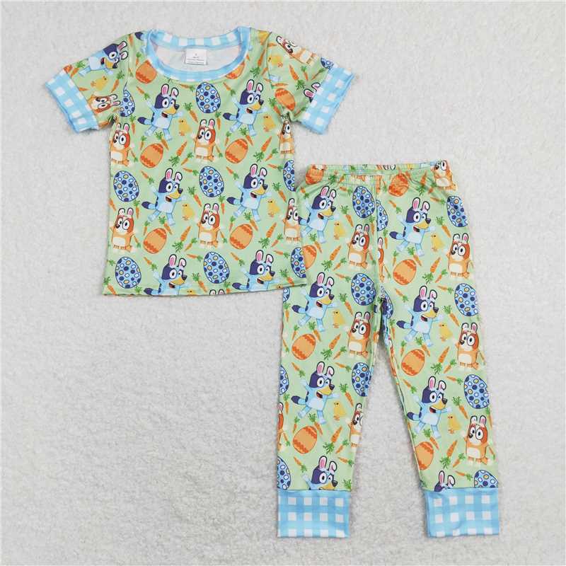 BSPO0273 Baby Boys Easter Dog Top Pants Pajamas Outfits Clothes Sets