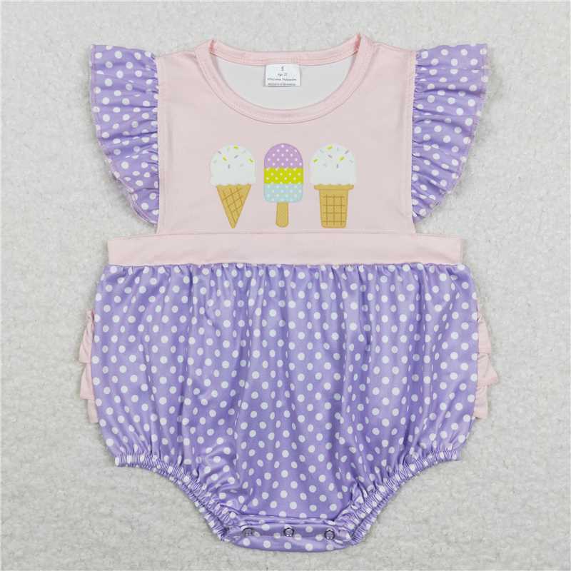 SR0377RTS NO MOQ Baby Girls Summer Rompers  Baby Girls Popstick Ruffle Bubble Summer Rompers