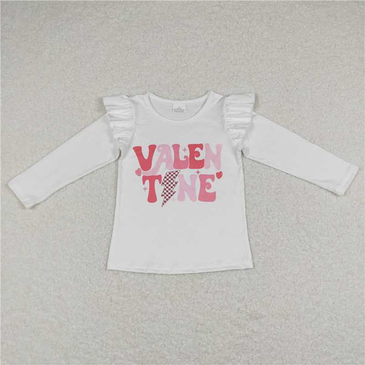 GT0440  Baby Girls White Valentine Long Sleeve Tee Shirts Tops