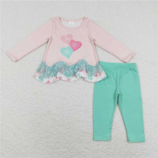 GLP1132 Heart tunic leggings girls valentine's day clothing