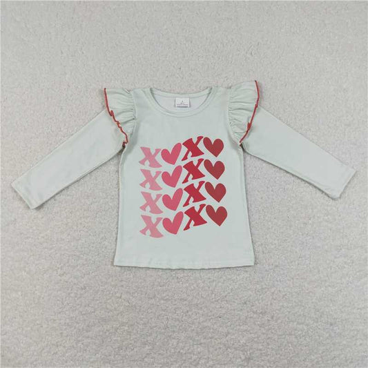 GT0441  Baby Girls White XOXO Long Sleeve Tee Shirts Tops