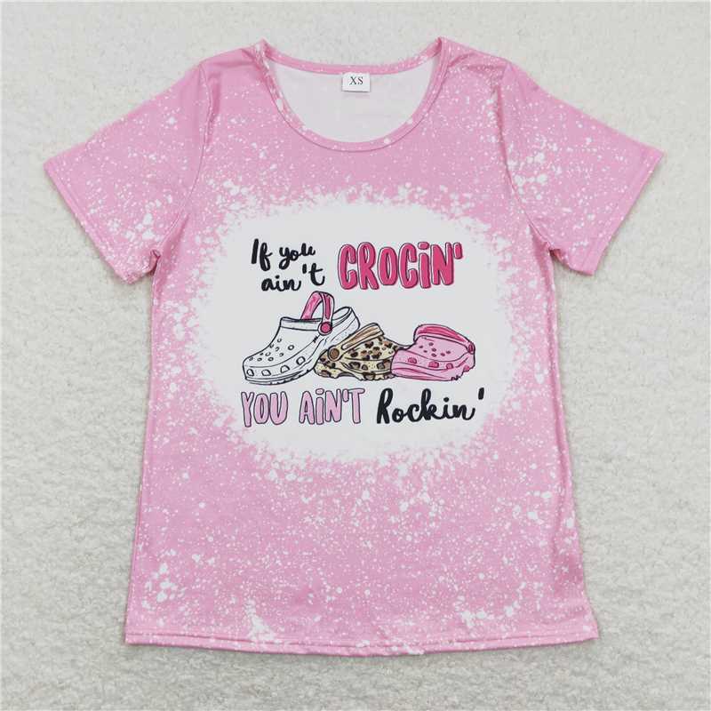 GT0444  Baby Girls Mommy and Me Pink Short Sleeve Slippers Tee Shirts Tops