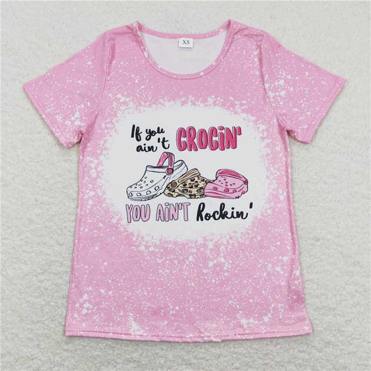 GT0444  Baby Girls Mommy and Me Pink Short Sleeve Slippers Tee Shirts Tops