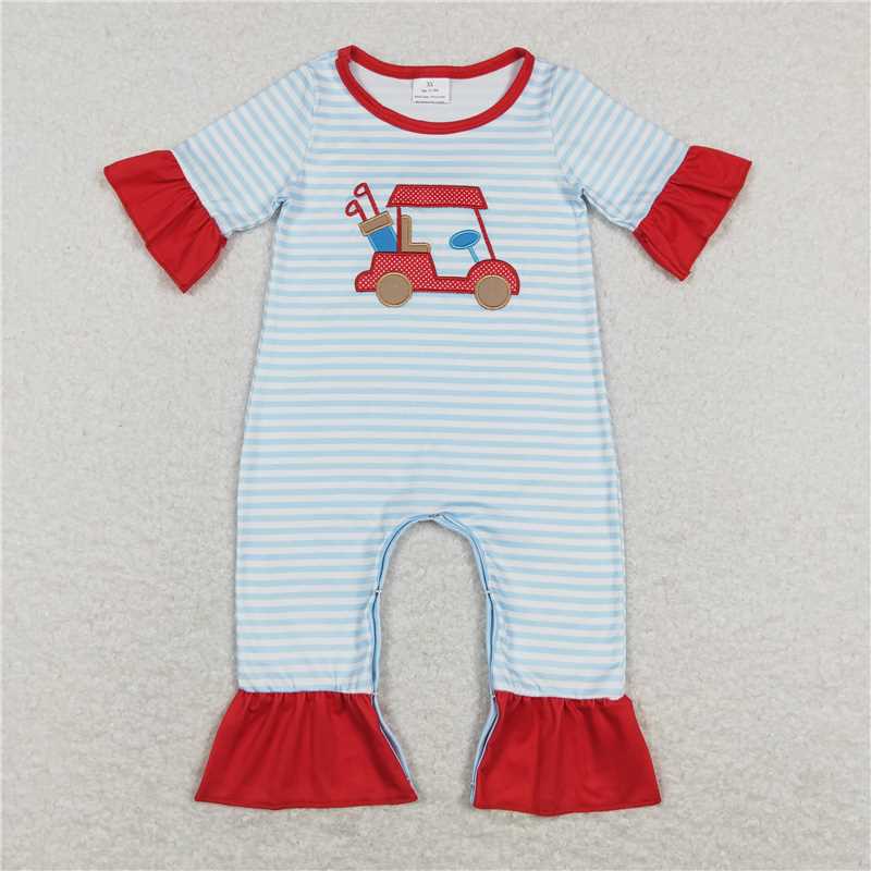 SR0699 Baby Infant Girls Golf Ruffle Short Sleeve Rompers