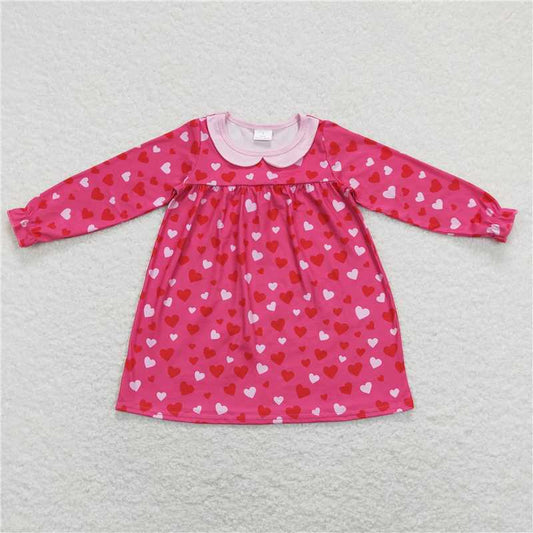 GLD0492   Baby Girls Pink Hearts Long Sleeve Valentines Dresses