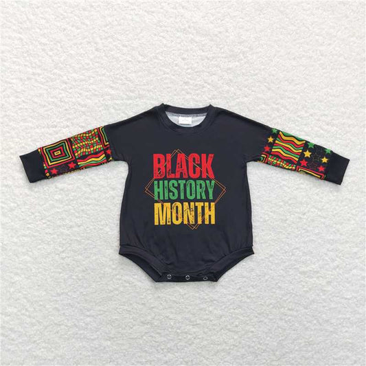 RTS LR0900 Black History Month letter star stripe black long-sleeved jumpsuit