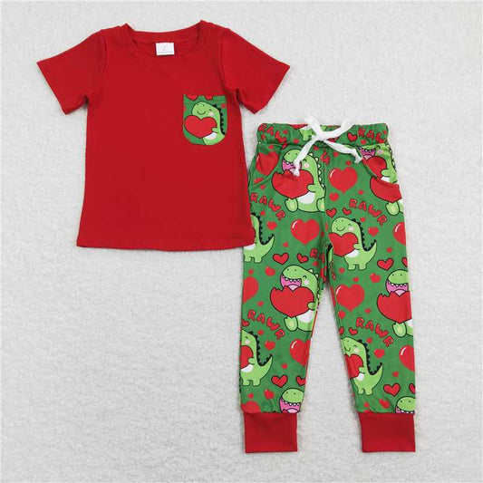 BSPO0229 Brother Baby Boys Dinosaurs Pocket Tee Tops Pants Clothes Sets