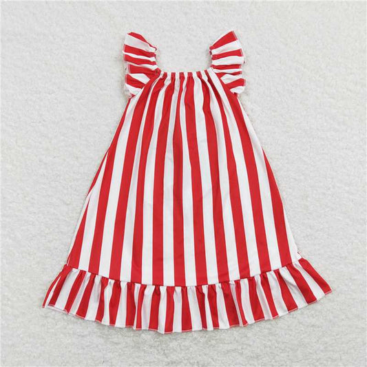 GSD0675 Short sleeves stripe stars bow girls 4th of july dress