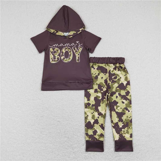 BSPO0274 Baby Mama's Boy Camo Hooded Top Pants Outfits Clothes Sets