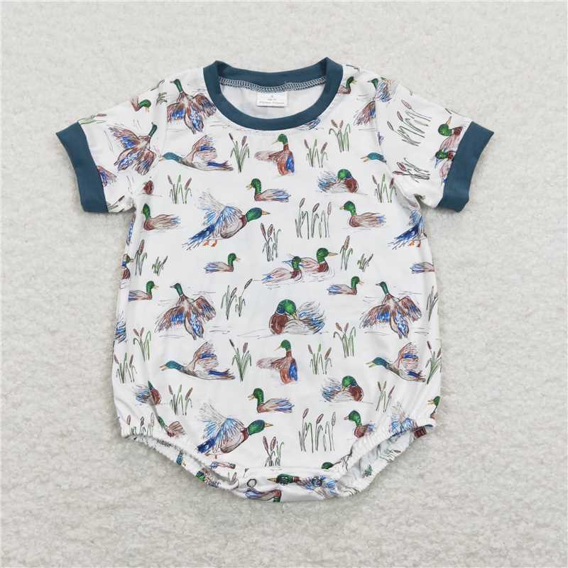 USA Warehouse (IN STOCK) SR0894 Short sleeves duck baby boys summer romper