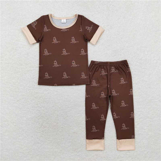 BSPO0442 Baby Boys Brown Camo Duck Sibling Rompers Pajamas Clothes Sets