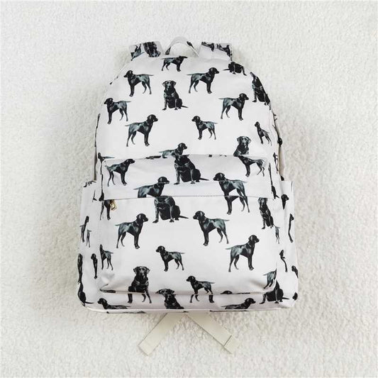 BA0230   Baby Kids Girls Dogs Black Backpack Zip Back Bags