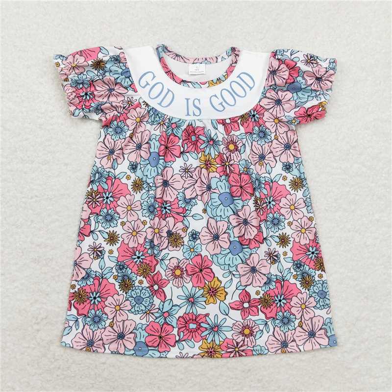 GSD1386  Baby Girls God Is Good Church Flowers Knee Length Dresses