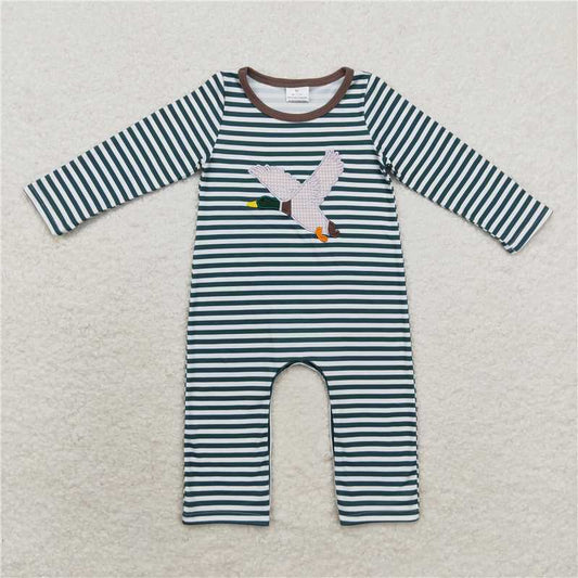 RTS LR0963 Embroidered plaid duck stripe long-sleeved jumpsuit