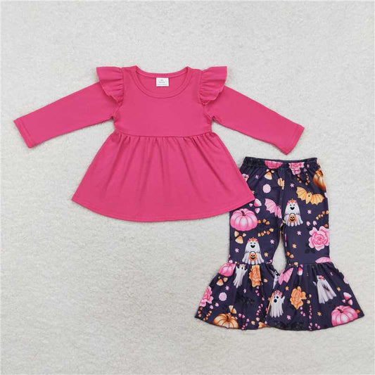 GLP1549Cotton tunic ghost pumpkin floral pants girls Halloween clothes