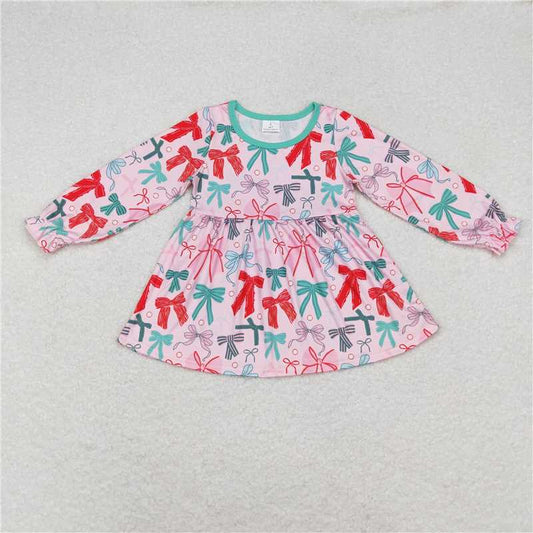 GT0721  Long sleeves bow print kids girls top
