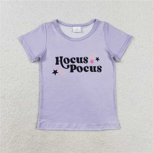 GT0667 Baby Girls Purple Short Sleeve Halloween T-shirt Top