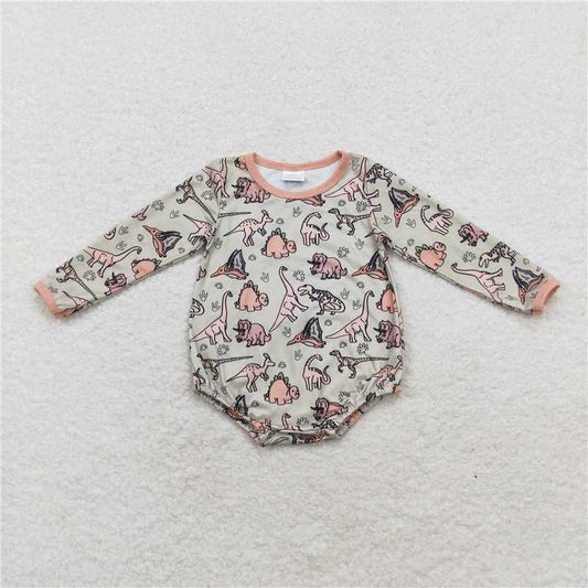 RTS LR1022 Dinosaur brown and green long-sleeved jumpsuit