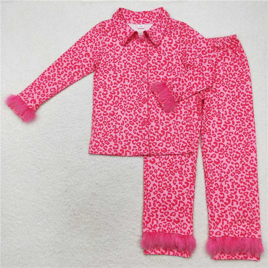 GLP1261  Adult Women 5 Colors Button Up Top Pants Fur Pajamas