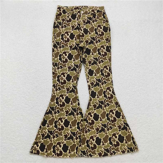 P0530 Adult Women Camo Duck Denim Bell Pants Jeans