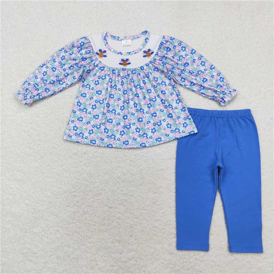 GLP1379Turkey floral tunic leggings girls Thanksgiving clothing