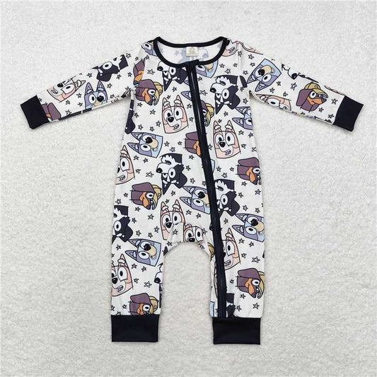 RTS LR1173 bluey modal five-pointed star beige zipper long-sleeved jumpsuit