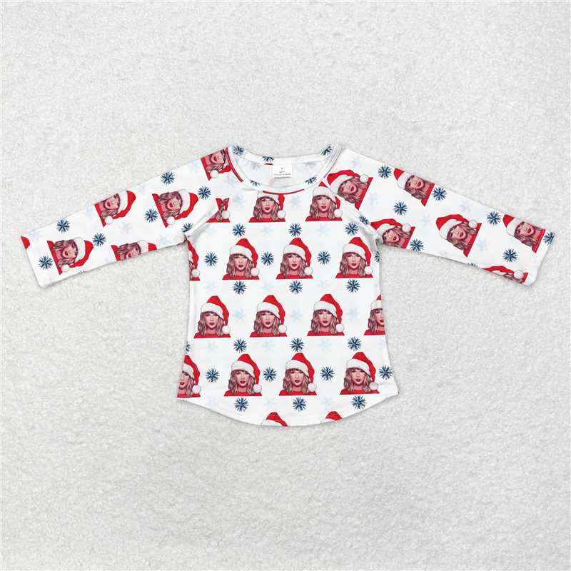 11.19 RTS NO MOQ （In stock）GT0694 Baby Girls Christmas Singer Long Sleeve Tee Shirts Tops