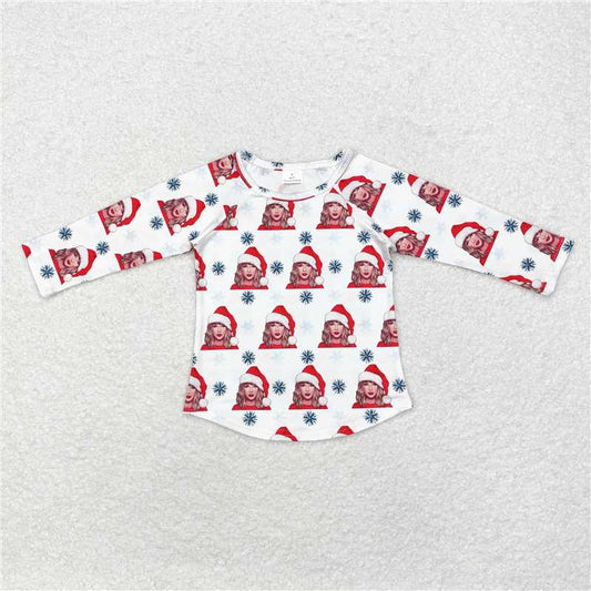 11.19 RTS NO MOQ （In stock）GT0694 Baby Girls Christmas Singer Long Sleeve Tee Shirts Tops