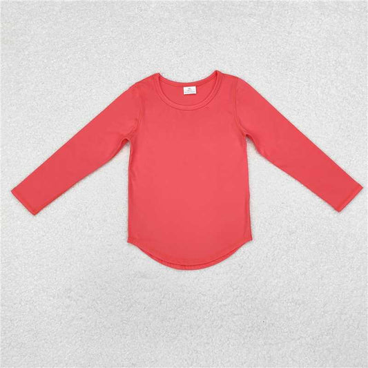 GT0643  Baby Girls Coral Long Sleeve Tee Shirts Tops