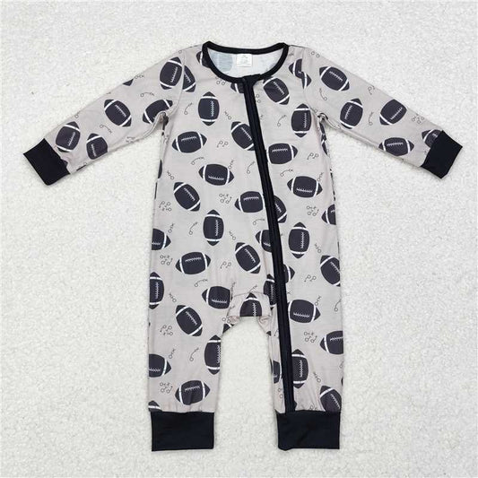 RTS LR1435 Modal rugby pattern zip-up long-sleeved jumpsuit