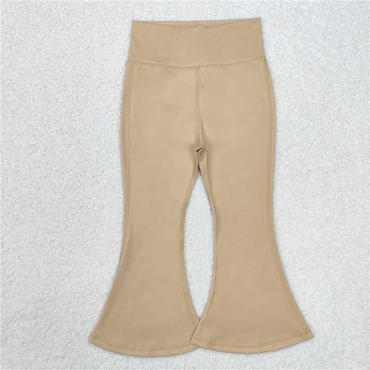 P0574  Baby Girls Khaki Yoga Active Wear Bell Bottom Pants