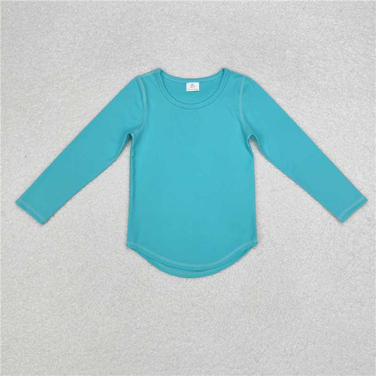 GT0644 Baby Girls Green Long Sleeve Yoga Active Tee Shirts Tops