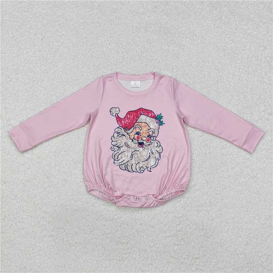 11.29 RTS NO MOQ （In stock）LR1819 Baby Infant Girls Pink Christmas Santa Rompers