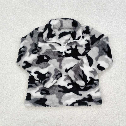 BT0744 Sibling Brother Baby Boys Fall Camouflage Zip Pullovers Tee Tops