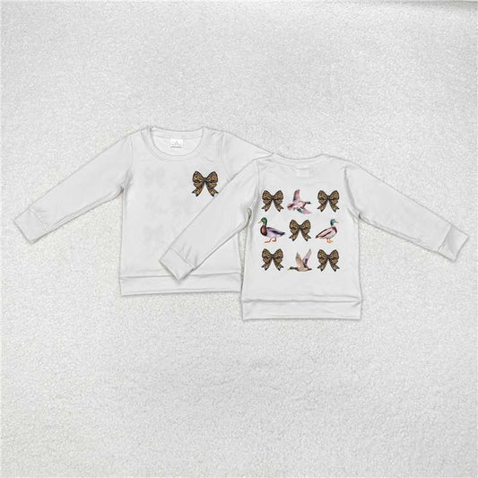 GT0759 Baby Girls Bows Deers Hunting Long Sleeve Tops