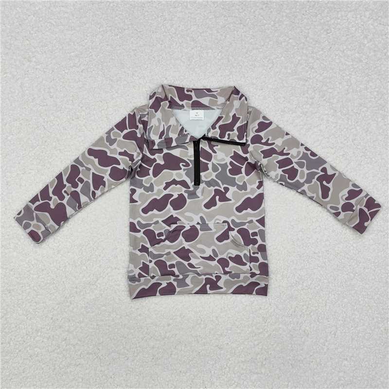 BT1036  Baby Boys Light Green Camo Zip Pocket Pullovers Tops Preorder
