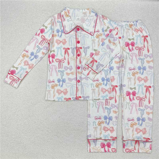 GLP2077  Adult Women Colorful Bows Tops Pants Pajamas